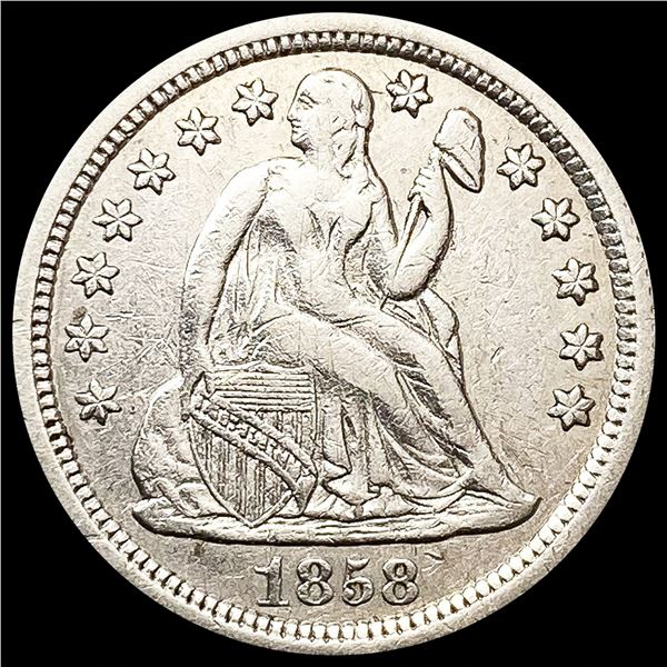 1858 Seated Liberty Dime NEARLY UNCIRCULATED