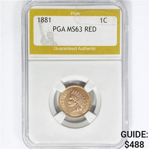 1881 Indian Head Cent PGA MS63 RED