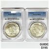 Image 1 : 1922-D Set (2) Silver Peace Dollar PCGS MS61