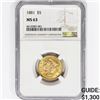 Image 1 : 1881 $5 Gold Half Eagle NGC MS63
