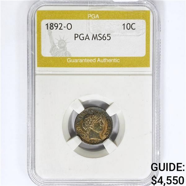 1892-O Barber Dime PGA MS65