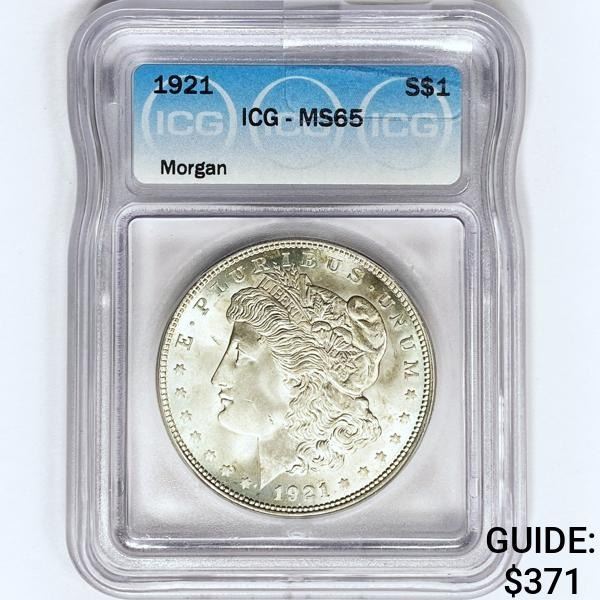 1921 Morgan Silver Dollar ICG MS65