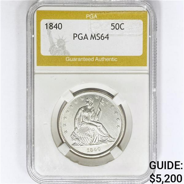 1840 Seated Liberty Half Dollar PGA MS64