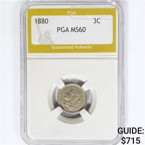 1880 Nickel Three Cent PGA MS60