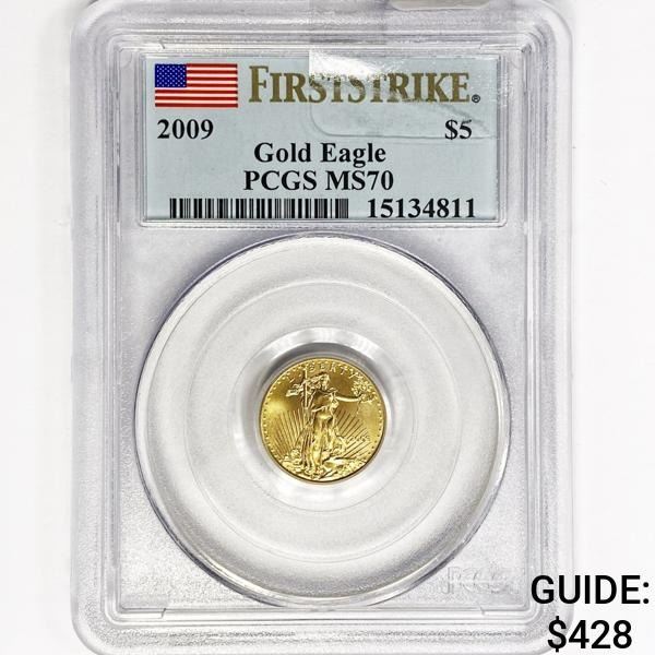2009 $5 1/10oz American Gold Eagle PCGS MS70