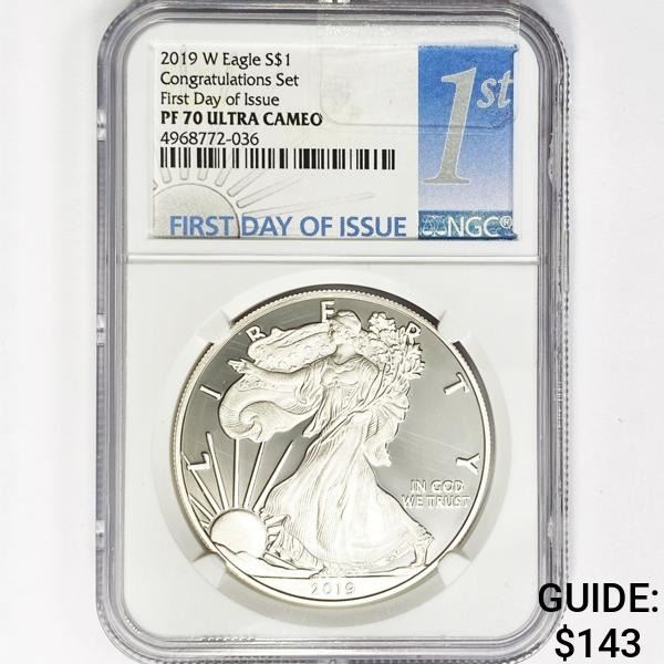 2019-W American Silver Eagle NGC PF70 UC, 1st Day