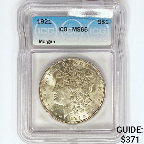 1921 Morgan Silver Dollar ICG MS65