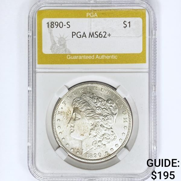 1890-S Morgan Silver Dollar PGA MS62+