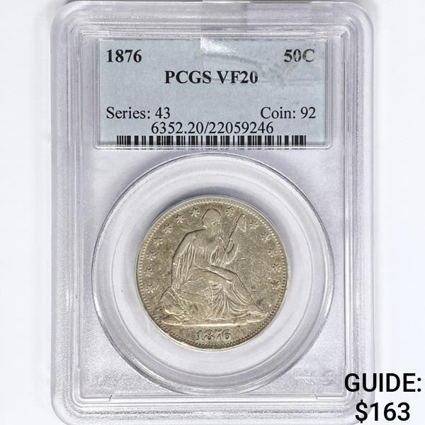 1876 Seated Liberty Half Dollar PCGS VF20