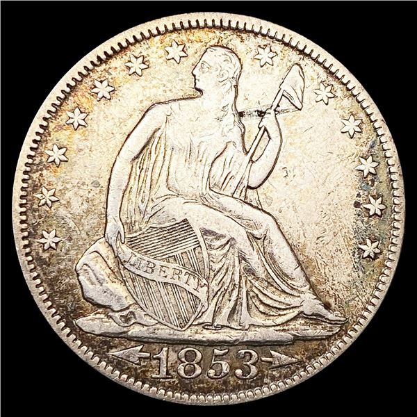 1853 Arws & Rays Seated Liberty Half Dollar CLOSEL