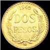 Image 2 : 1945 Mexico .0482ozt Gold 2 Pesos CHOICE BU