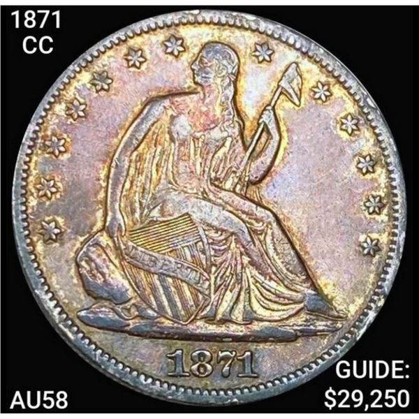 1871-CC Seated Liberty Half Dollar CHOICE AU