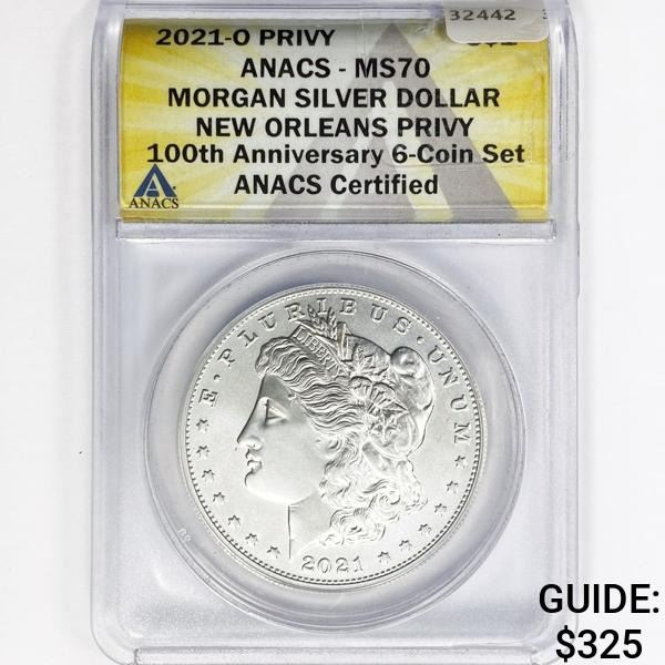 2021-O Morgan Silver Dollar ANACS MS70 PRIVY