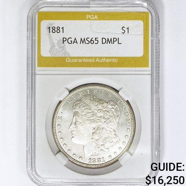 1881 Morgan Silver Dollar PGA MS65 DMPL