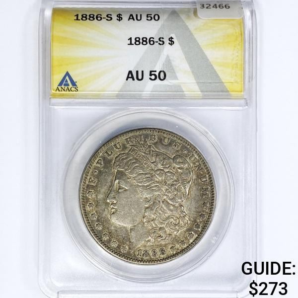 1886-S Morgan Silver Dollar ANACS AU50