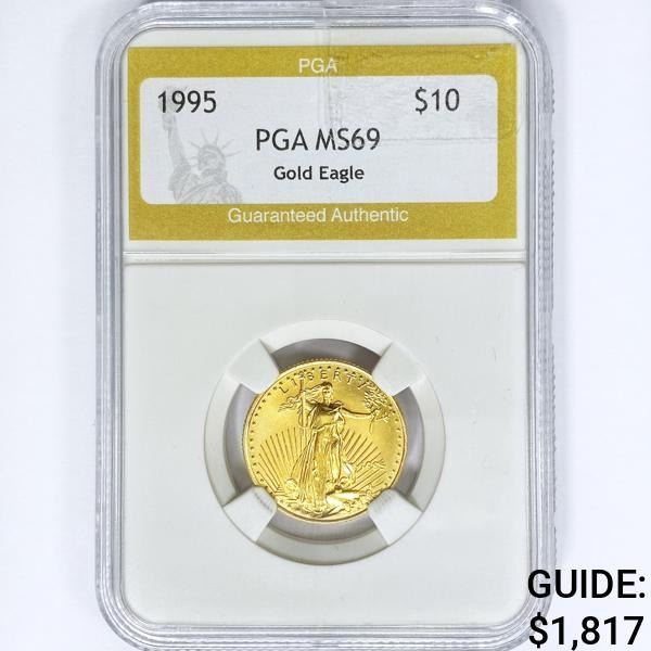 1995  PGA MS69 American Gold Eagle .25oz gold $10