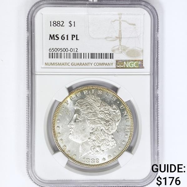 1882 Morgan Silver Dollar NGC MS61 PL