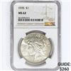 Image 1 : 1935 Silver Peace Dollar NGC MS62