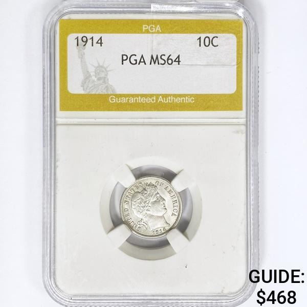 1914 Barber Dime PGA MS64