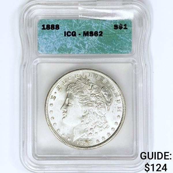 1888 Morgan Silver Dollar ICG MS62