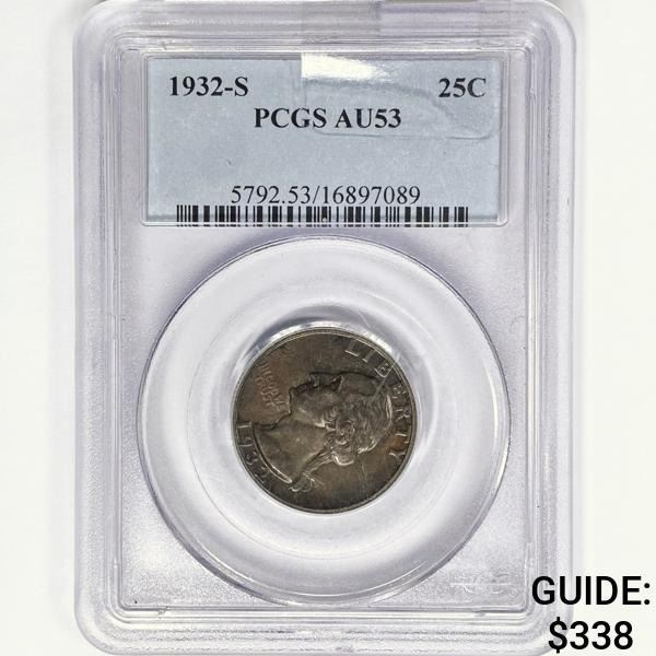 1932-S Washington Silver Quarter PCGS AU53