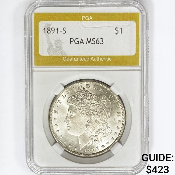 1891-S Morgan Silver Dollar PGA MS63