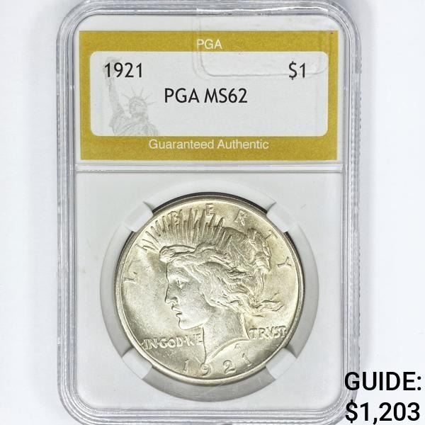 1921 Silver Peace Dollar PGA MS62