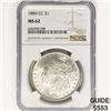 Image 1 : 1884-CC Morgan Silver Dollar NGC MS62