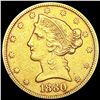 Image 1 : 1880 $5 Gold Half Eagle ABOUT UNCIRCULATED