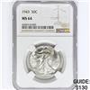 Image 1 : 1943 Walking Liberty Half Dollar NGC MS64