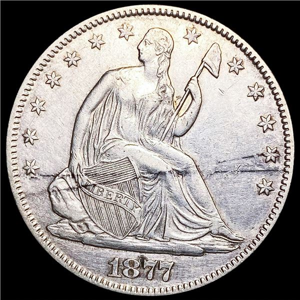 1877 Seated Liberty Half Dollar CLOSELY UNCIRCULAT