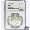 Image 1 : 1921-D Morgan Silver Dollar NGC MS62