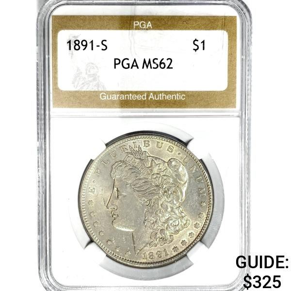 1891-S Morgan Silver Dollar PGA MS62