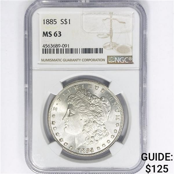 1885 Morgan Silver Dollar NGC MS63