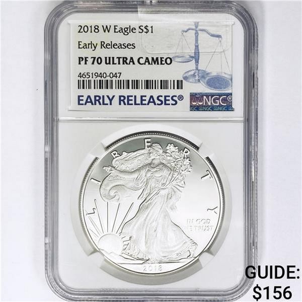 2018-W American Silver Eagle NGC PF, MS70 UC