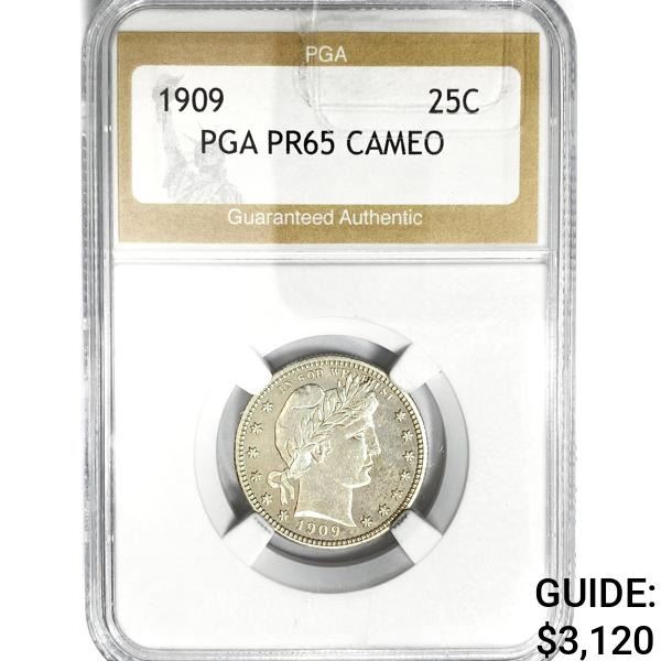 1909 Barber Quarter PGA PR65 CAMEO