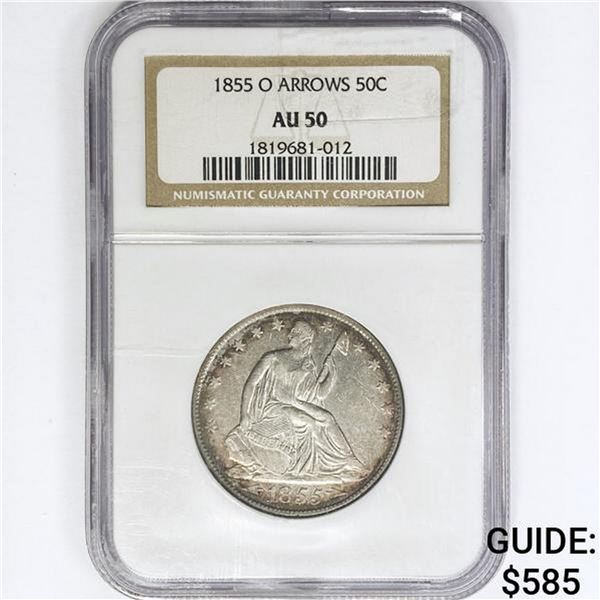 1855-O Seated Liberty Half Dollar NGC AU50