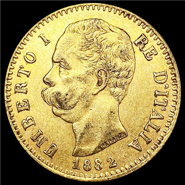 1882 Italy .1867oz Gold 20 Lire CLOSELY UNCIRCULAT