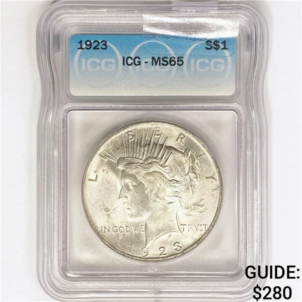 1923 Silver Peace Dollar ICG MS65