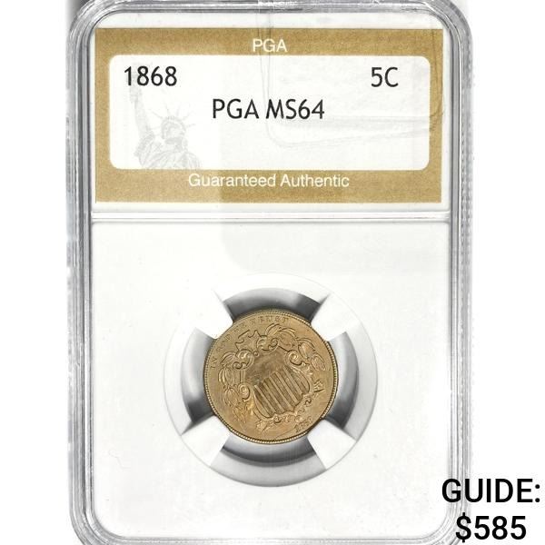 1868 Shield Nickel PGA MS64
