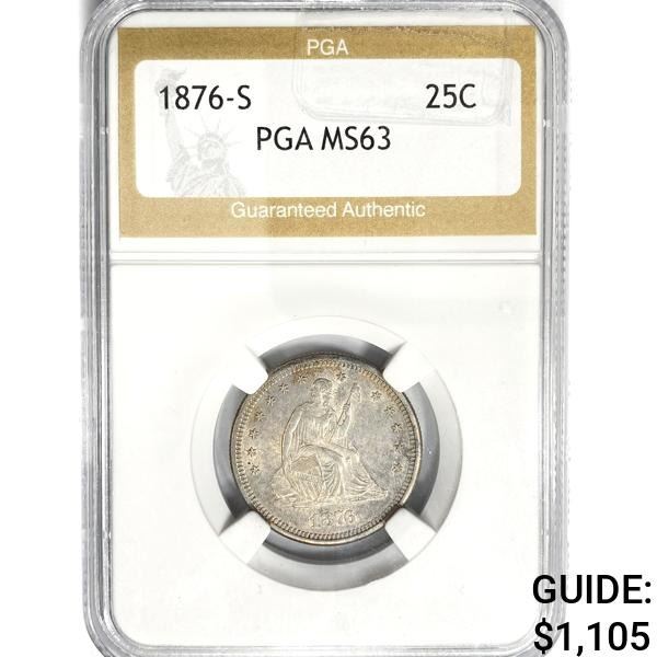 1876-S Seated Liberty Quarter PGA MS63