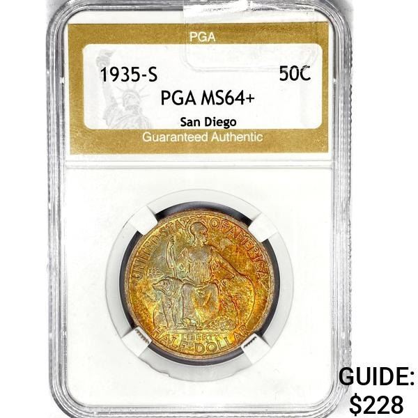 1935-S San Diego Half Dollar PGA MS64+