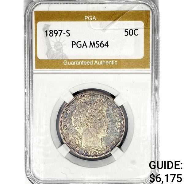 1897-S Barber Half Dollar PGA MS64