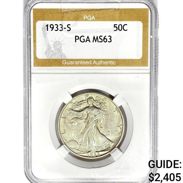 1933-S Walking Liberty Half Dollar PGA MS63