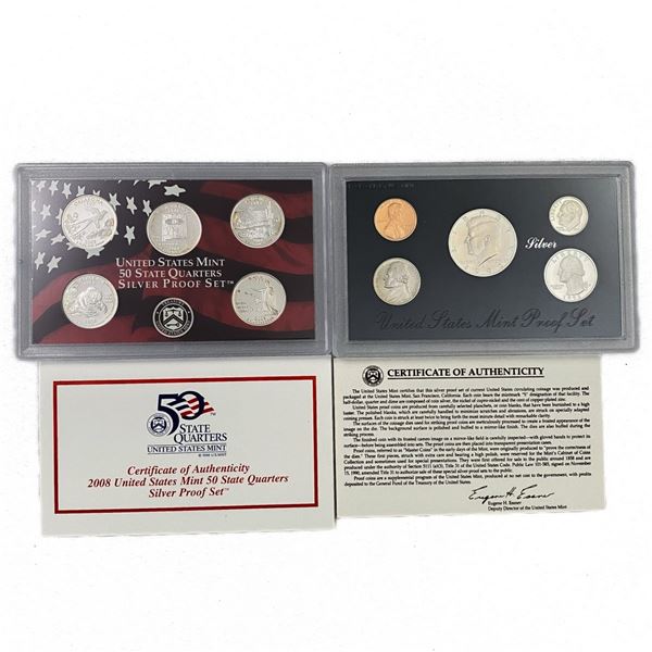 1992-2008 US Mint Silver Proof Sets (10 Coins)