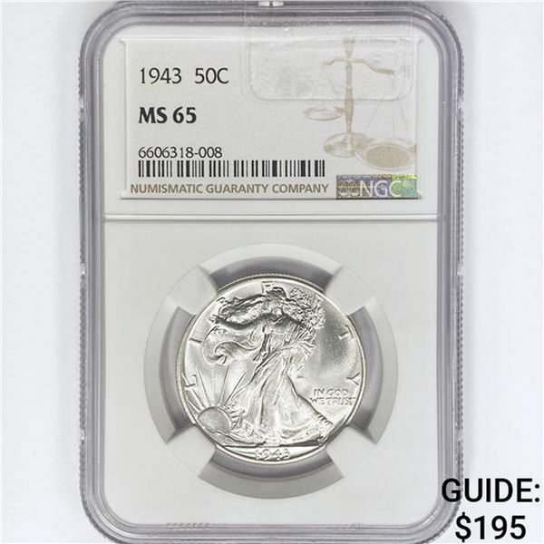 1943 Walking Liberty Half Dollar NGC MS65