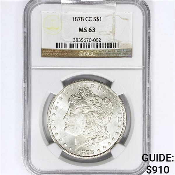 1878-CC Morgan Silver Dollar NGC MS63