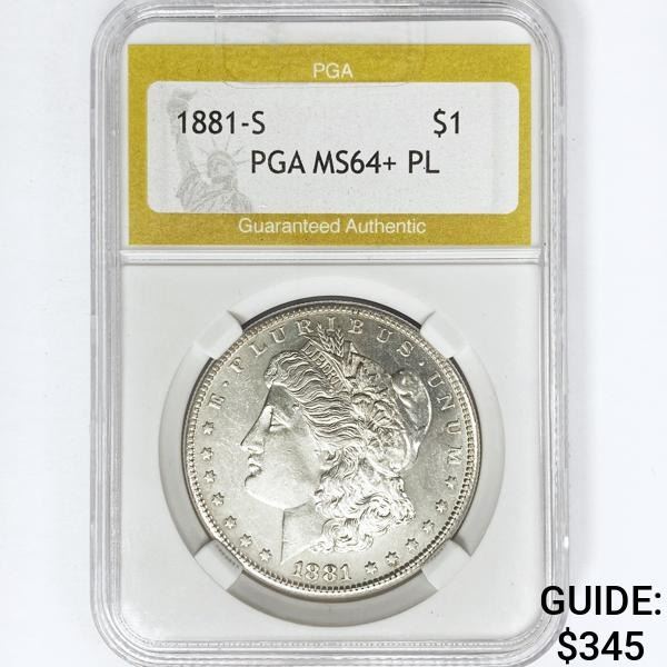 1881-S Morgan Silver Dollar PGA MS64+ PL