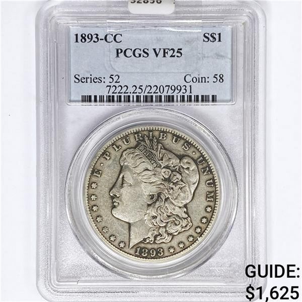 1893-CC Morgan Silver Dollar PCGS VF25