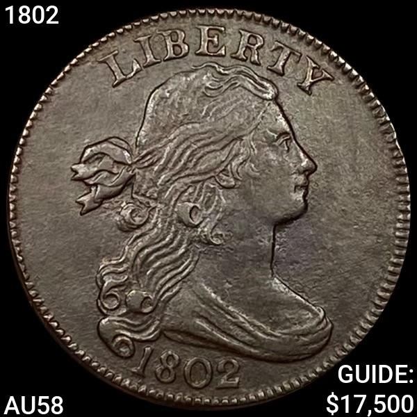 1802 Draped Bust Large Cent NEARLY UNCIRCULATED